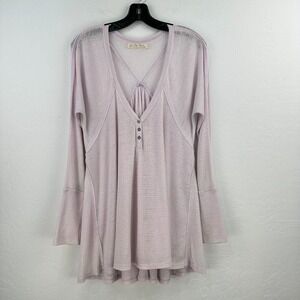 We The Free Citrine Thermal Top Womens Small Purple Long Sleeve V-Neck Tunic‎